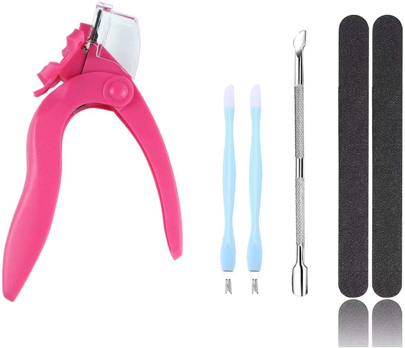 6Pcs Adjustable Acrylic Nail Clipper Tools, Stainless Steel Nail Trimmer, Nail Tip Cutter for False Nail Art Manicure (Rose Red)