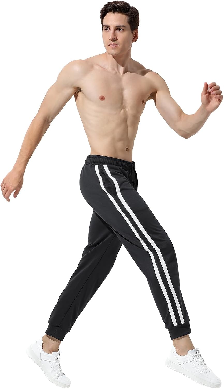 Arjen Kroos Men's Athletic Sweatpants, Workout Gym Joggers Side Stripe Casual Tapered Pants with Pockets - Image 5