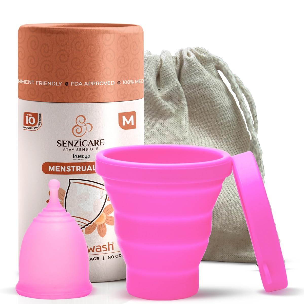 Senziwash Truecup Reusable Medium Menstrual Cup & Menstrual Cup Sterilizer | Micro-wave safe | Kills 99% germs in 3 Minutes (Pack Of 1) Care Kit | Period Care Combo pack for Women (B09LR3N5LM) Amazon Price History, Amazon Price Tracker