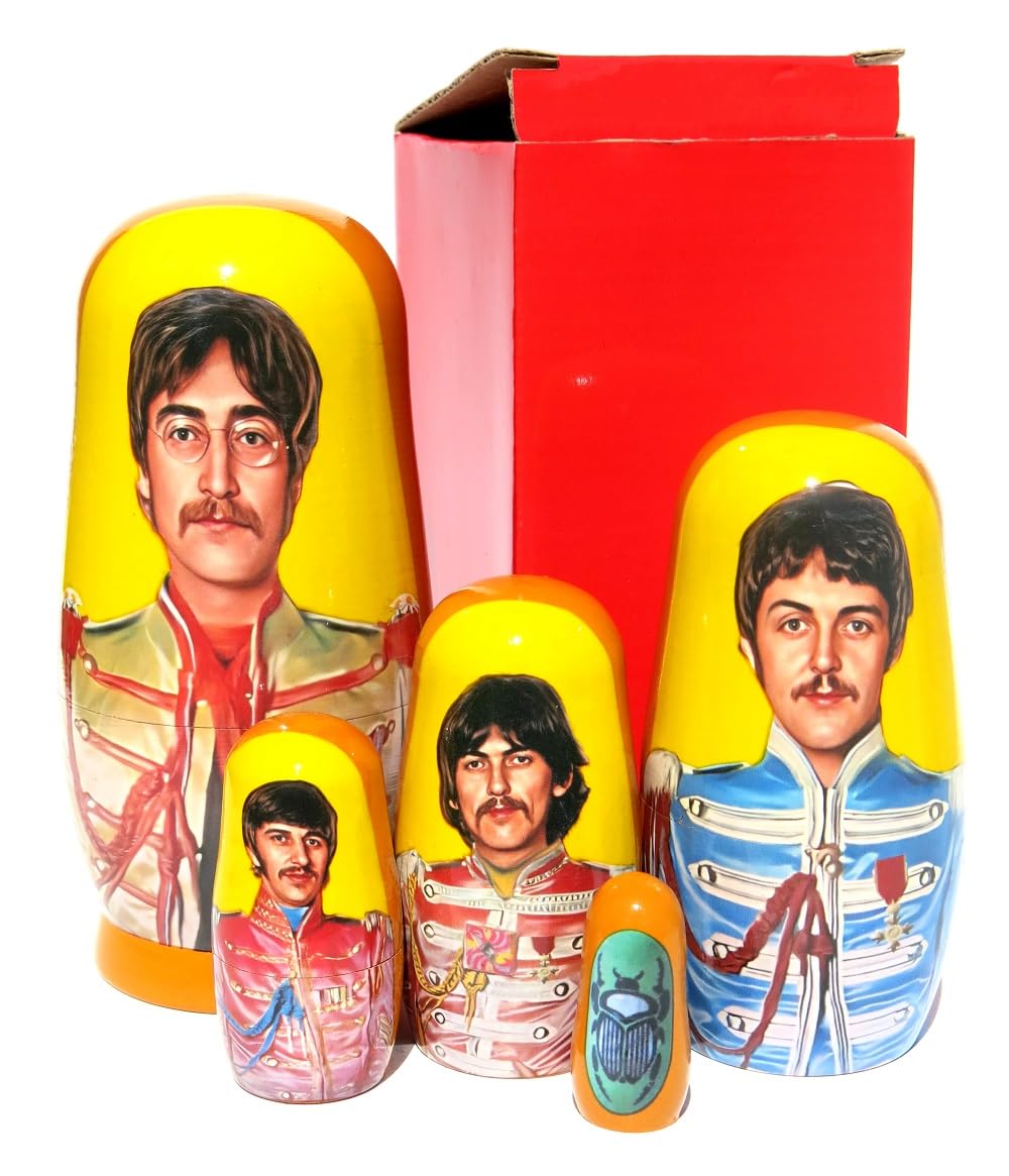 Beatles SGT. Pepper's Russian Style Nesting Dolls 5 Piece Stacking Doll in Doll Matryoshka Set 5.75 inches Tall