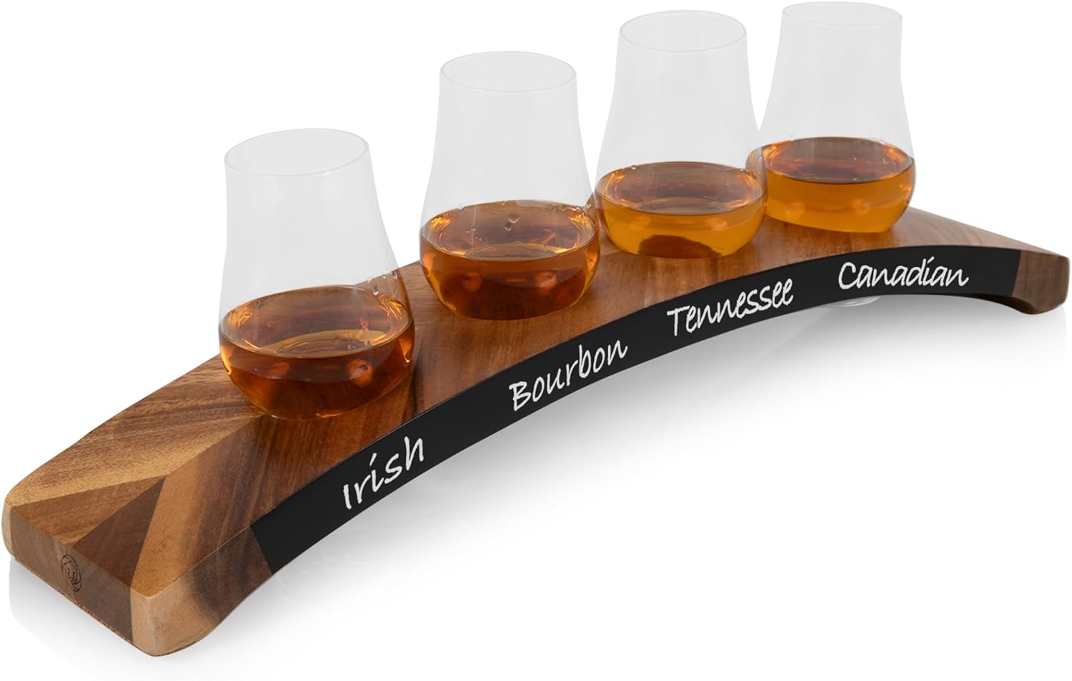 PICNIC TIME Lowlands Whiskey Flight Tasting Set, Glencairn® Glasses, Whiskey Tasting Kit, Whiskey Gift Set, (Acacia Wood)