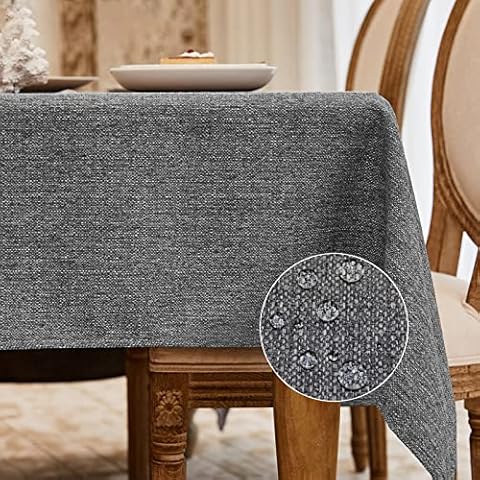 BALCONY & FALCON Rectangle Tablecloth Washable Wrinkle Resistant and Water Proof Table Cloth Decorative Linen Fabric Tablecloths for Dining Parties Kitchen Wedding and Outdoor Use (Gray, 57x118) Cover