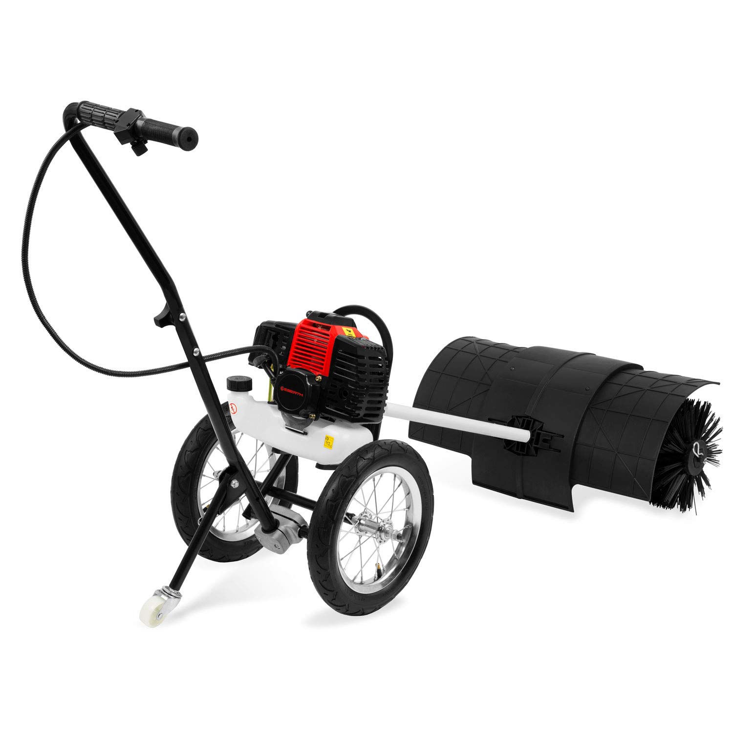 EBERTH Sweeper Miotła spalinowa Miotła benzynowa 3 KM, silnik 2-suwowy, 52 cm3, z kołami, w zestawie 2x walec zamiatający 30 cm, szerokość zamiatania 60 cm, osłona ochronna na walcu