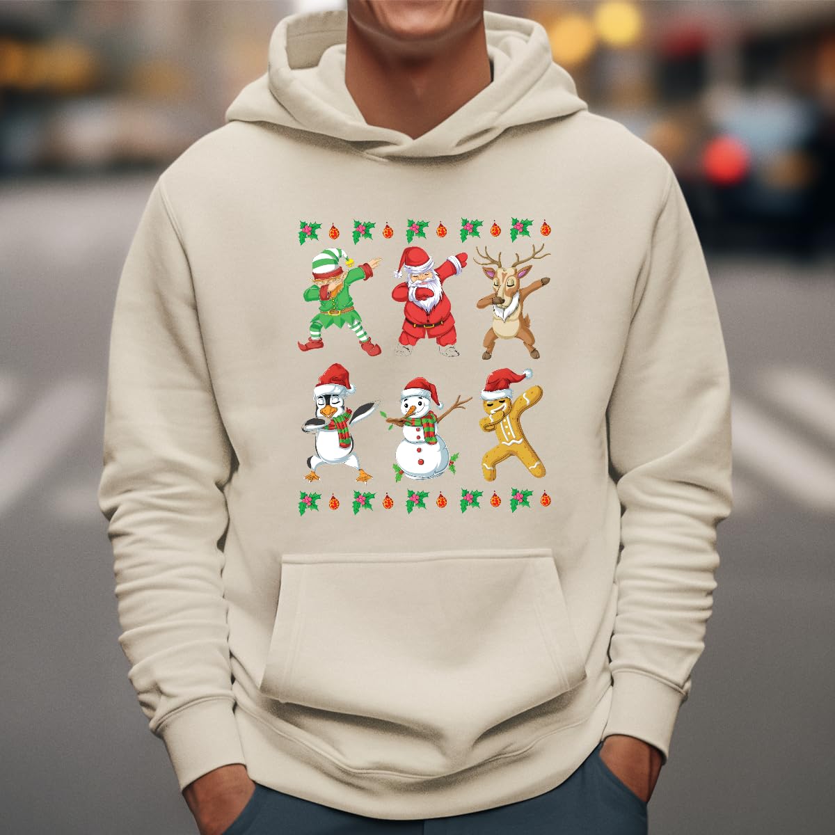 Dabbing - Maglione natalizio con elfo Babbo Natale e alce