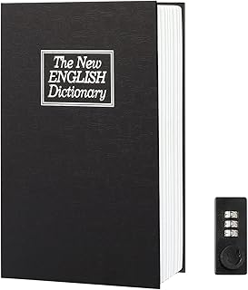 Diversion Book Safe Storage Box,Safe Box with Premium Combination Lock, Portable Book-Safe,Perfect for Home, Travel,Dorm Store Money, Jewelry, Phone and Passport (Black)