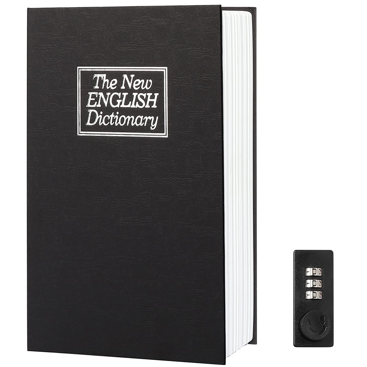 Home Dictionary Diversion Metal Secret Safe Lock Box,Hidden Safe，Stash Safe Box with Combination Lock, Coverbook Safe Containers for Money,Cash Box,Large,Black