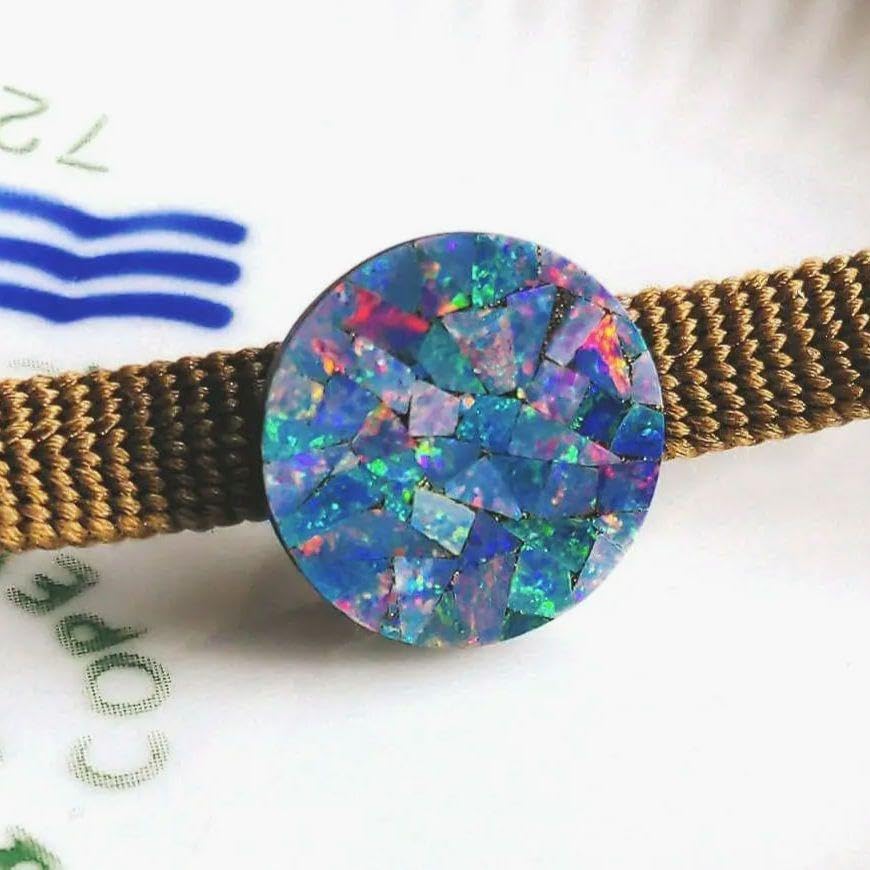 Amazon.co.jp: 魅惑の遊色キラキラモザイクオパールボタン帯留め帯飾り  