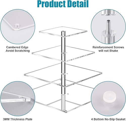 Miniatura 4 de Soporte de acrílico de 4 niveles para 50 cupcakes, torre cuadrada grande para cupcakes, soporte para taza de postre, árbol de exhibición de cupcakes