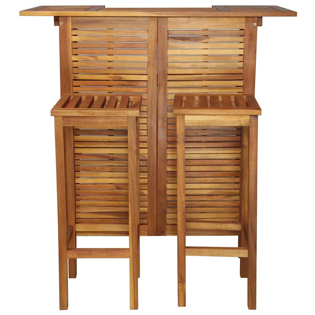 vidaXL Set Tavolo e Sedie da Bar 3 pz Sgabelli Cucina Mobili da Bar Set di Mobili per Soggiorno Arredamento Legno Massello di Acacia