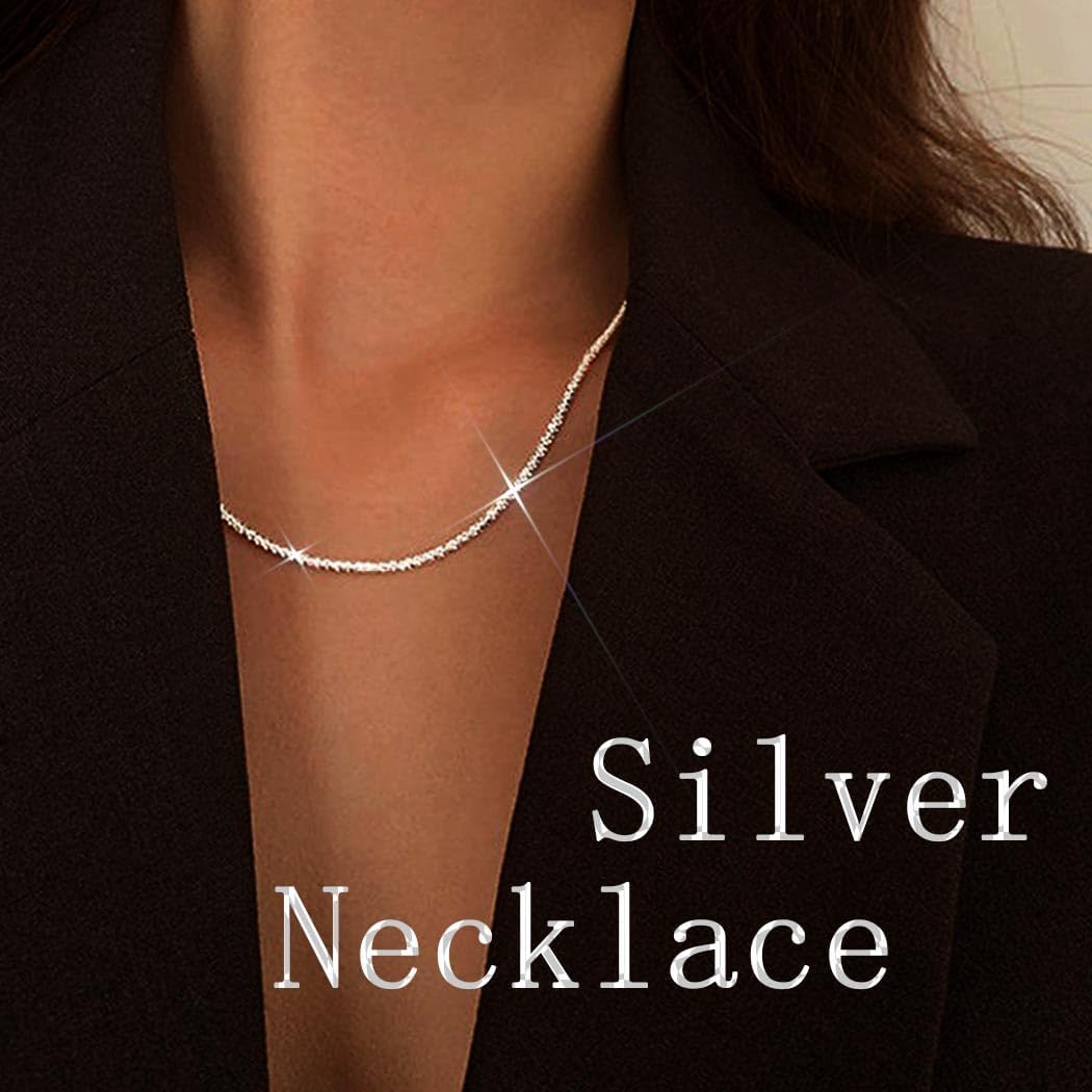 TWINKLEDE Silver Chain Necklace Simple Dainty Chains Necklaces for Women