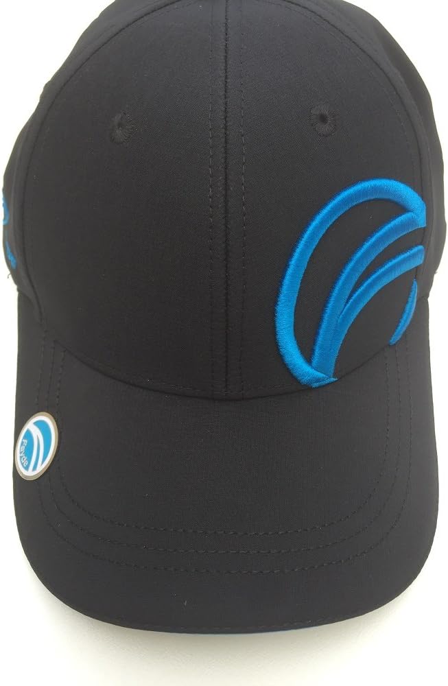Fayde Golf Baseball Cap with Magnetic Ball Marker, 3D Embroidered Logo and contrast colour Sandwich Peak (Black/Electric Blue)