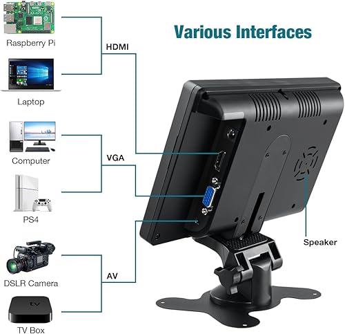 Miniatura 3 de 7 pulgadas pequeño monitor TFT LCD pantalla 1024x600 HDMI mini pantalla portátil para PCTVcámarajuegoframbuesa PI