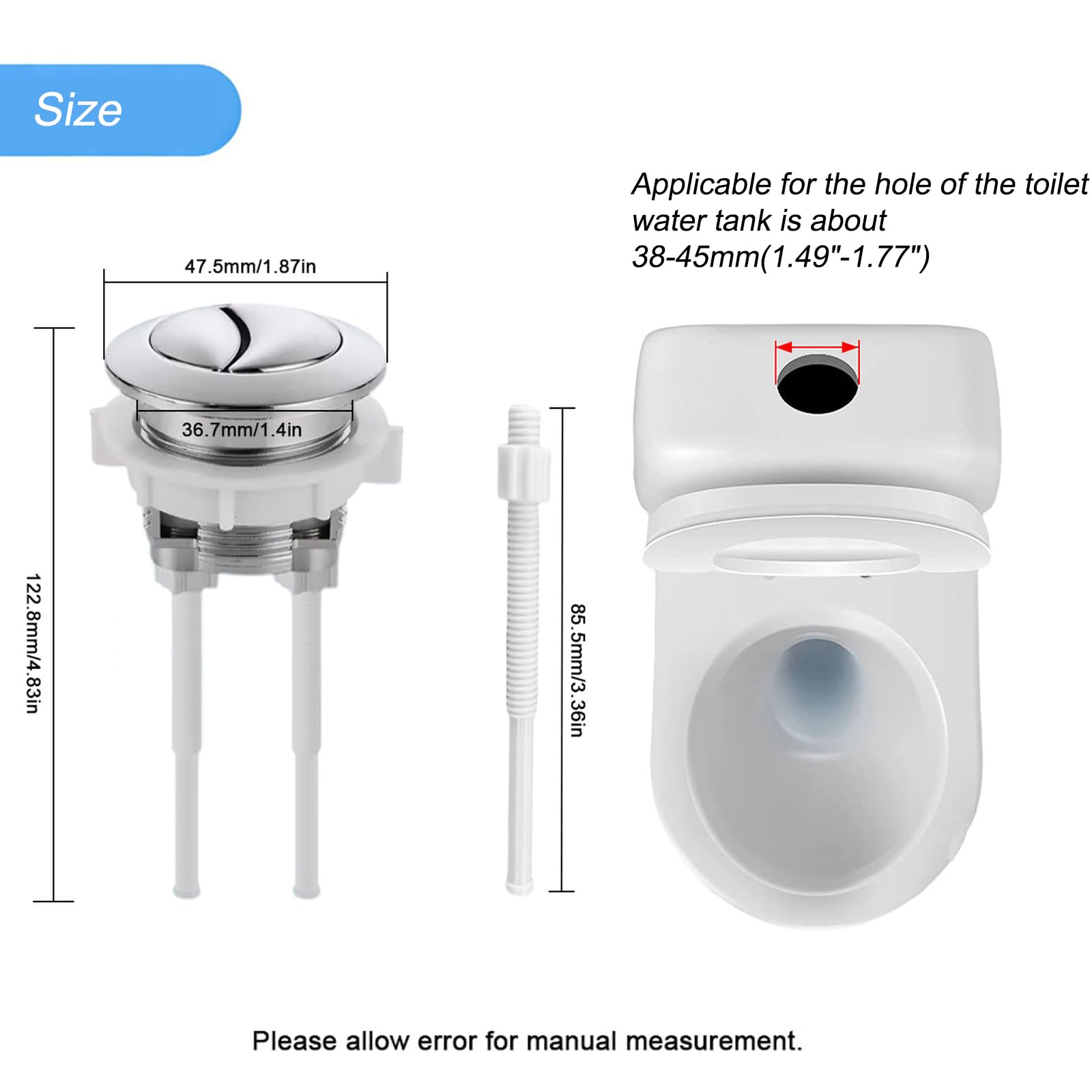 Valvola Di Scarico Doppia E Pulsante Di Ricambio E Set Per WC Separati Geberit E Kohler Con Pulsante Superiore Kit Di Sostituzione Universale Per Serbatoio Wc Bianco 87838881