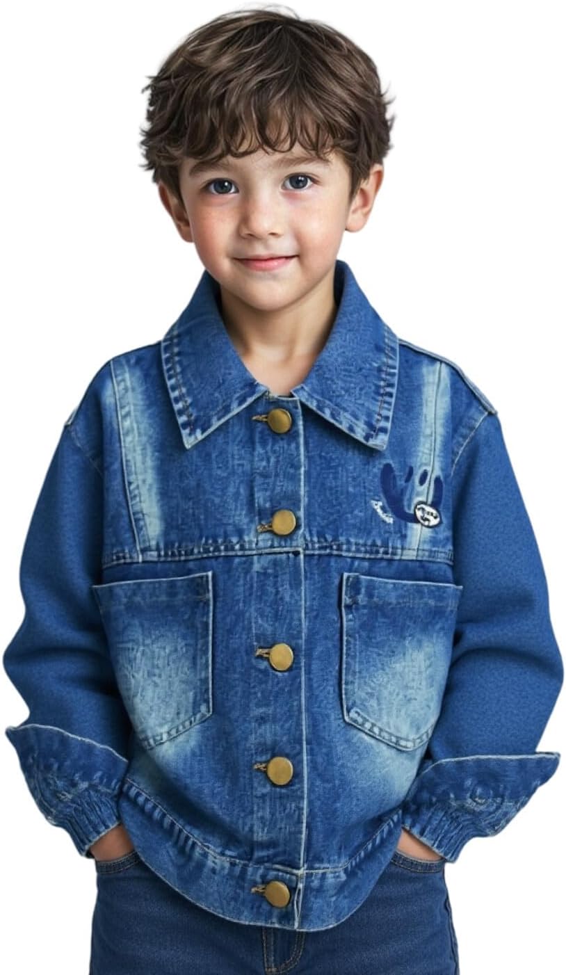 Classic Denim Trucker Jacket for Boys Girls Kids Button Down Jeans Jacket Top Coat Outwear