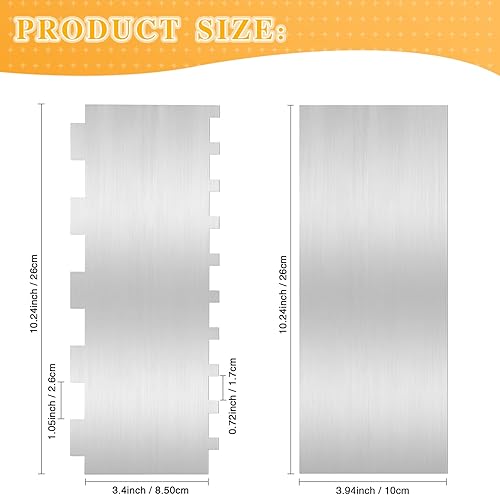 Miniatura 2 de FEROTED Rascador de pasteles de acero inoxidable de 10 pulgadas herramienta más suave de glaseado de doble cara peine decorativo de metal para