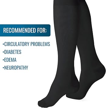 Heelbo Compression Socks for Men and Women to Relieve Discomfort associated with Varicose Veins, Improve Circulation, Soothe Tired Legs and Reduce Minor Swelling, 15-20mmHG, Black, XL