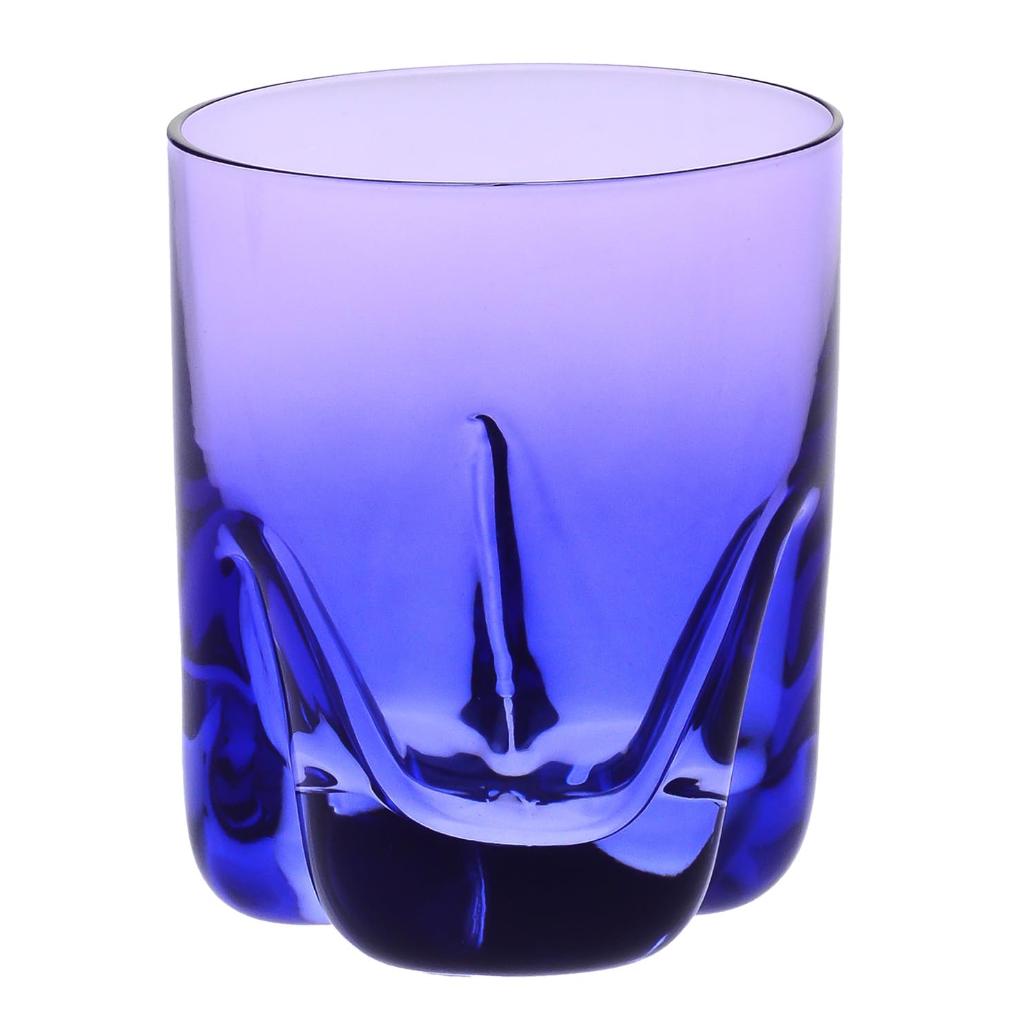 Krosno – Bicchieri da whisky 250 ml, set da 4 pezzi – Collezione Aurora – Dipinti a mano e decorati – Cristallo senza piombo – Per bourbon, rum e cocktail – Regalo – Blu scuro-Viola