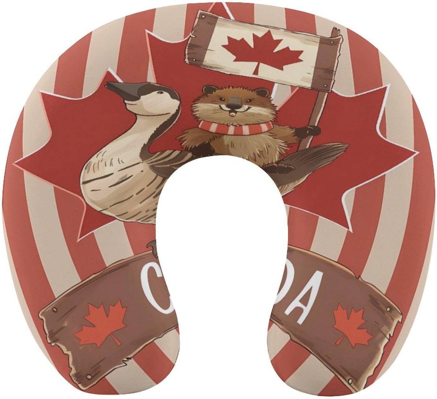 Canadian Beaver Travel Pillow U Shape Neck Pillow Washable Pillowcase for Sleeping Chair