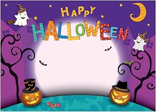WOLADA Happy Halloween Backdrop Background Halloween Party Photo Decoration Banner Backdrop Cartoon Moon Pumpkin Background 12x10FT 11131