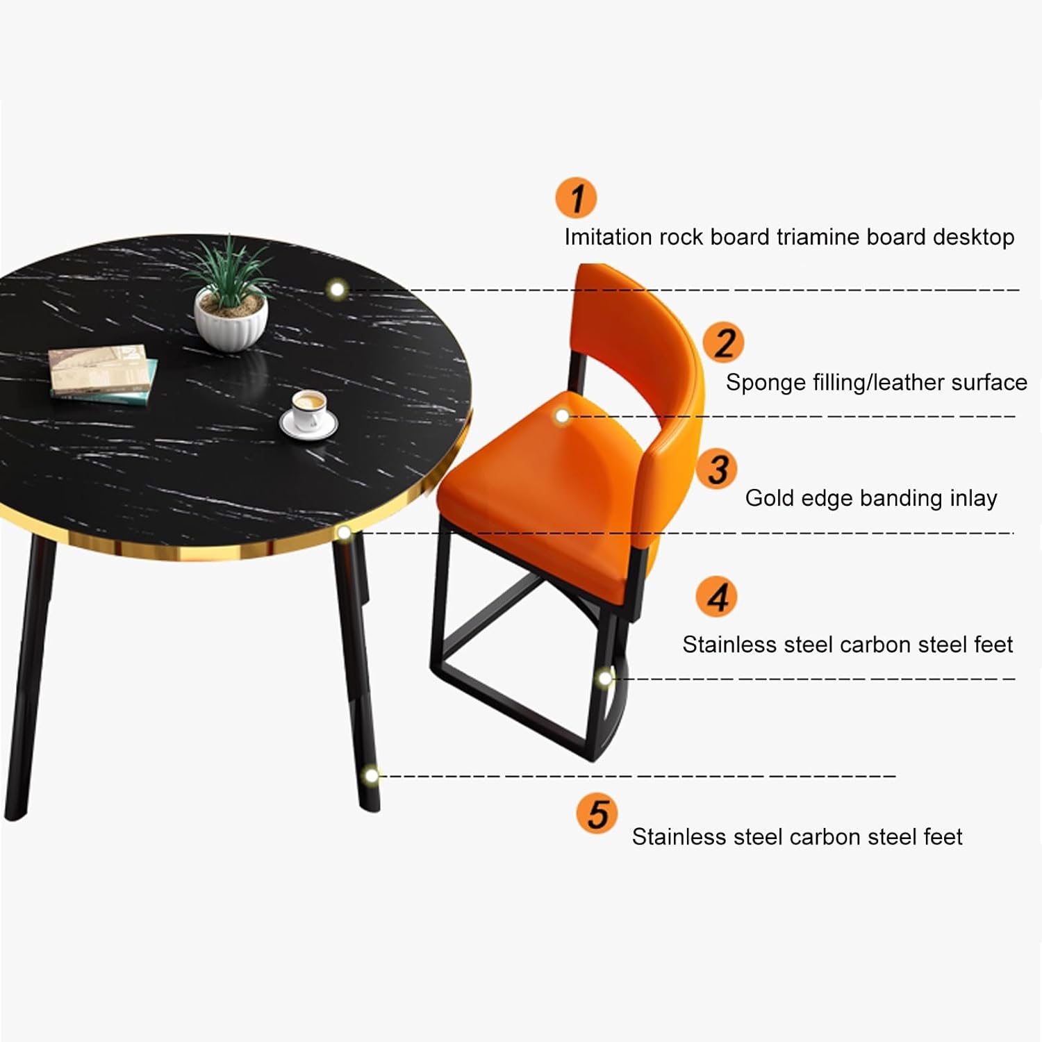 PAKMEZ Office Reception Room Club Table and Chair Set, Negotiation Table, Home Living Room Kitchen Leisure Table, Space-Saving Bar Balcony Bedroom Library Billiard Hall (Color : Khaki)