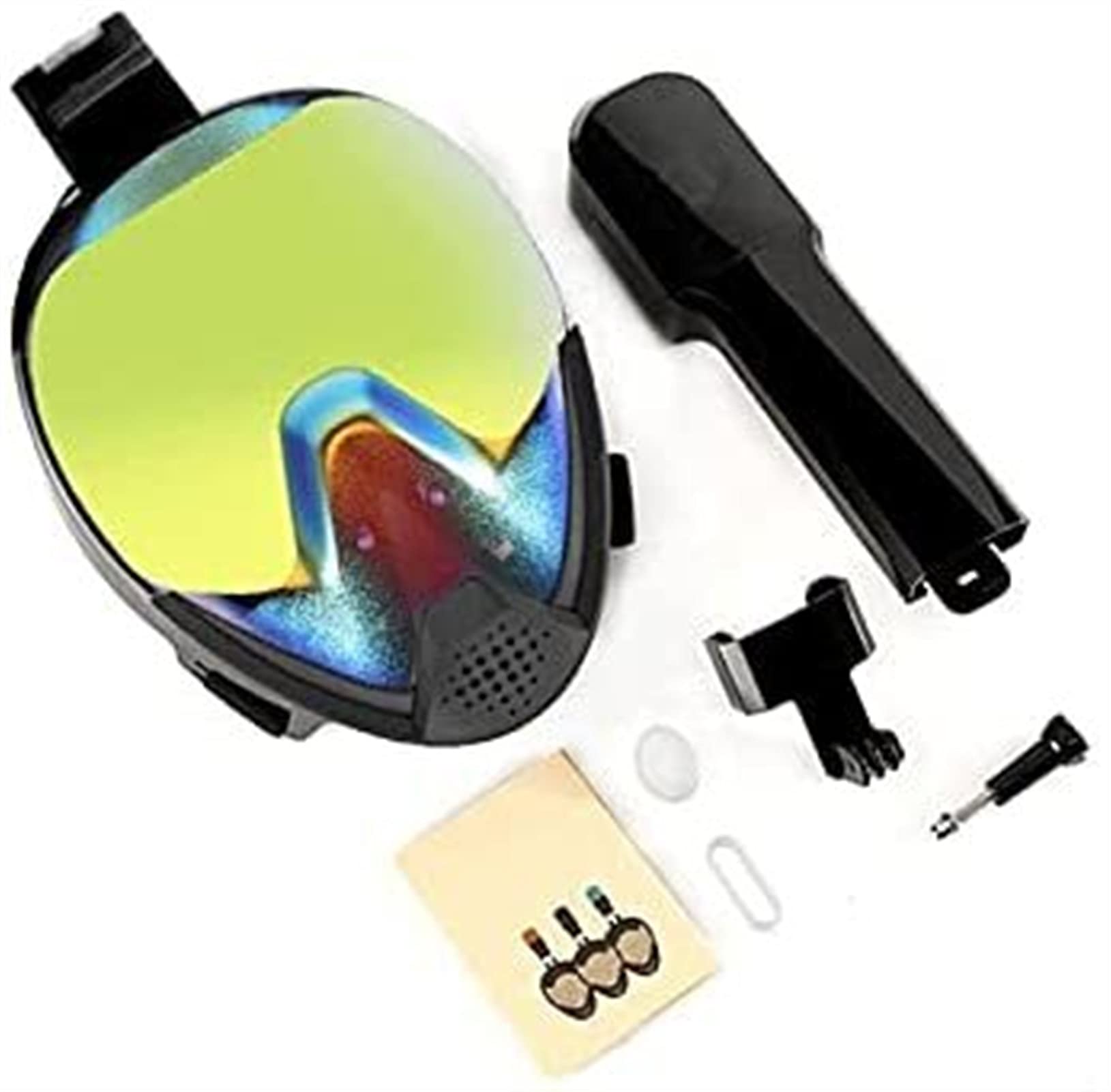 Masque de plongée intégral avec tuba, système de respiration d'eau anti-infiltration Dry Top, protection UV, anti-buée, anti-fuite, masque de plongée avec tuba avec vue panoramique sur la mer à 1