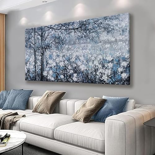 Wall Art for Living Room Blue And White Abstract Tree