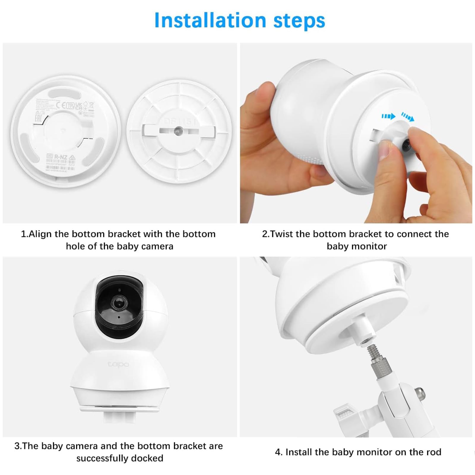 HOLACA Support mural Compatible avec TP-Link Tapo C200 / C210 / C220 / C201 / C202 / C211 / C212 / C222 / C230 Caméra de surveillance WiFi pour intérieur, Blanc 2 pièces