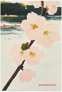 Washington DC Cherry Blossom Postcard Set, Georgetown DC Art, Potomac River Kayaks, Washington DC Sakura Gift And Souvenir, 4x6 Inches (Set of 3 Cards)