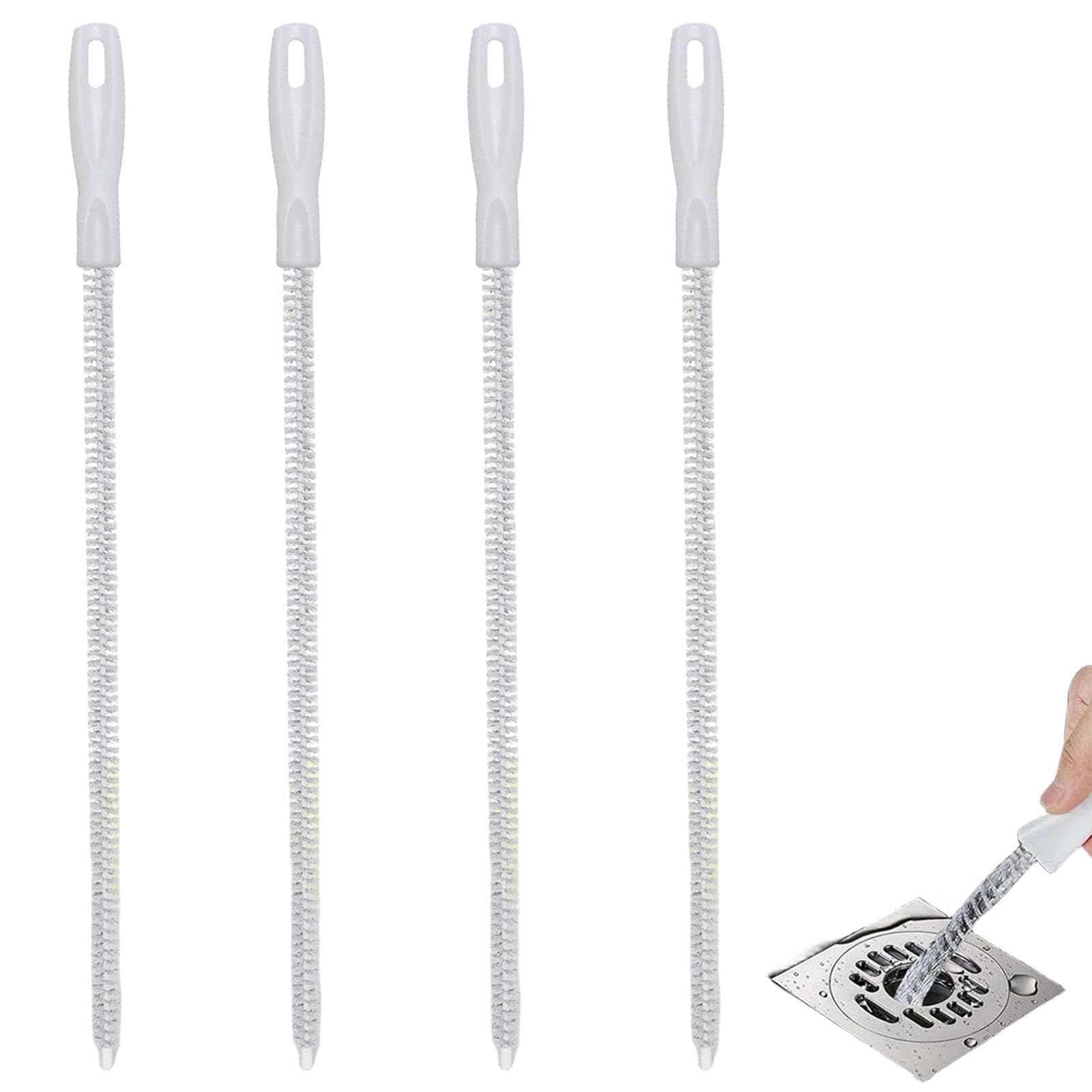 Drain Clog Brush Remover,4pcs Sink Hair Cleaning Brush | Drain Cleaning Brush Kitchen Bathroom Sink Cleaning Brush,Hangable Bendable 17.7 Inches Pipe Cleaner Brush for Toilet Clogged Drains