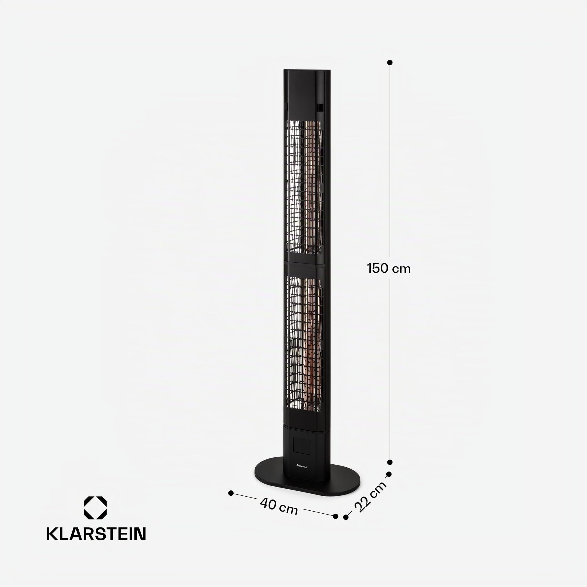 blumfeldt klarstein Heat Guru, radiateur Infrarouge de terrasse, Chauffage Infrarouge, IP54 Outdoor, Appareil sur Pied avec télécommande, radiateur Infrarouge 3000 W