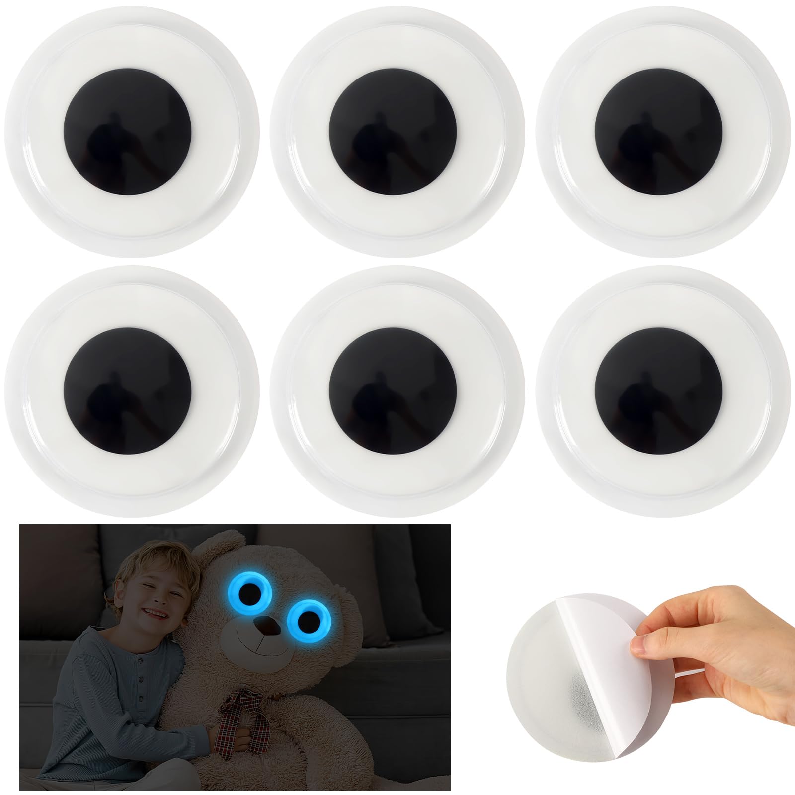 PETKNOWS 6Pcs 3inch Glow Googly Eyes Self Adhesive Giant Wiggle Eye Craft