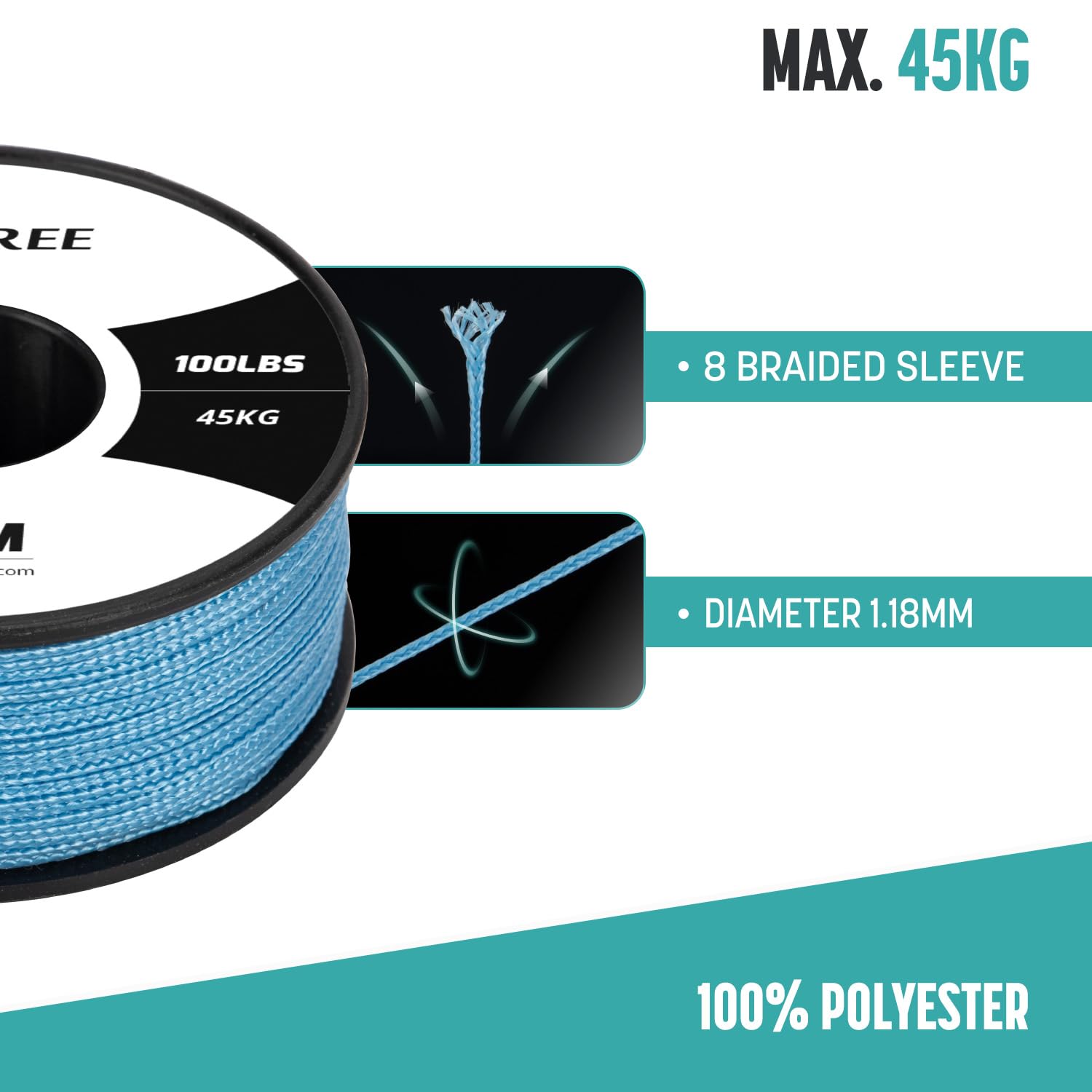 Brotree Mikro Sznurek 1.18mm Paracord 50M Pleciony Sznurek do Biżuteria, Rzemiosło, Koraliki - 45kg Breaking Load (Błękit Nieba)