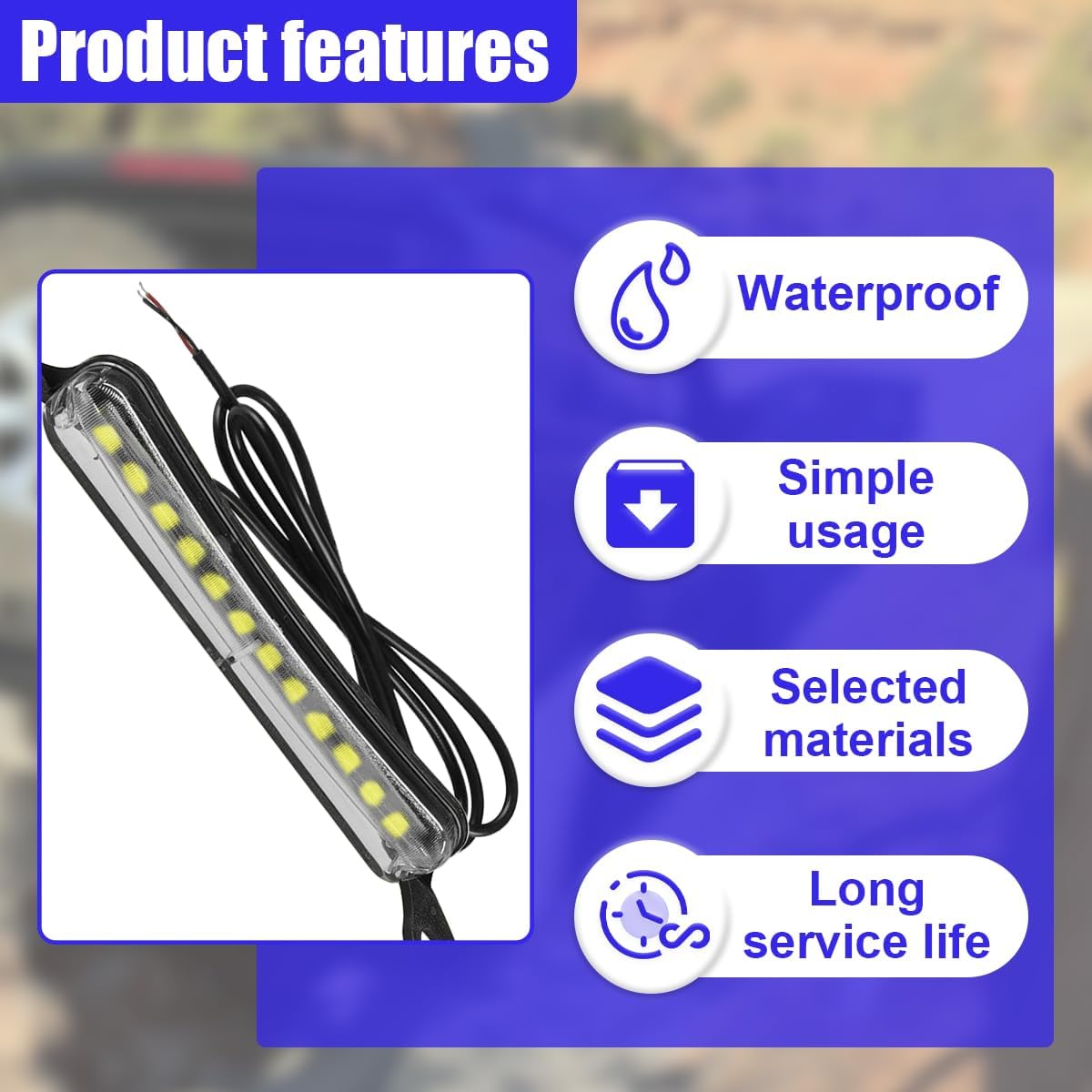 Car License Plate Light, 12V DC Universal High Bright LED Illumination Lamp Assembly, Water-Resistant Tag Lights Replacement for Trailer, UTV, Truck (White) thumbnail