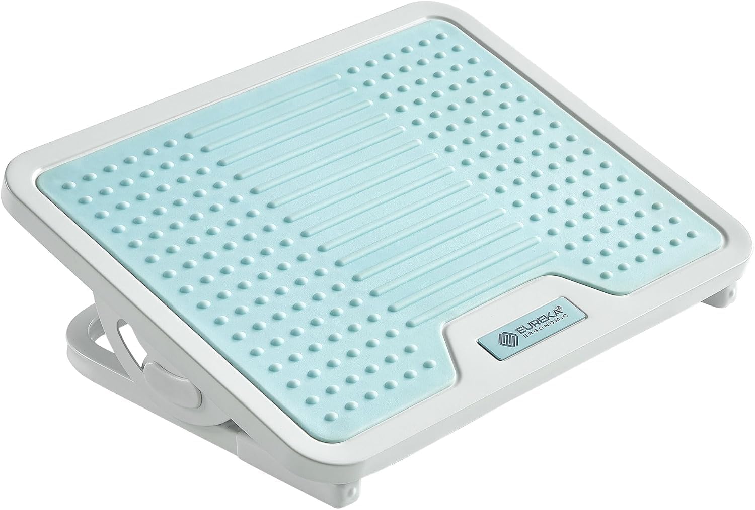 EUREKA ERGONOMIC Poggiapiedi regolabile sotto scrivania Poggiapiedi ergonomico per massaggi Adatto per home office (Azzurro Chiaro)