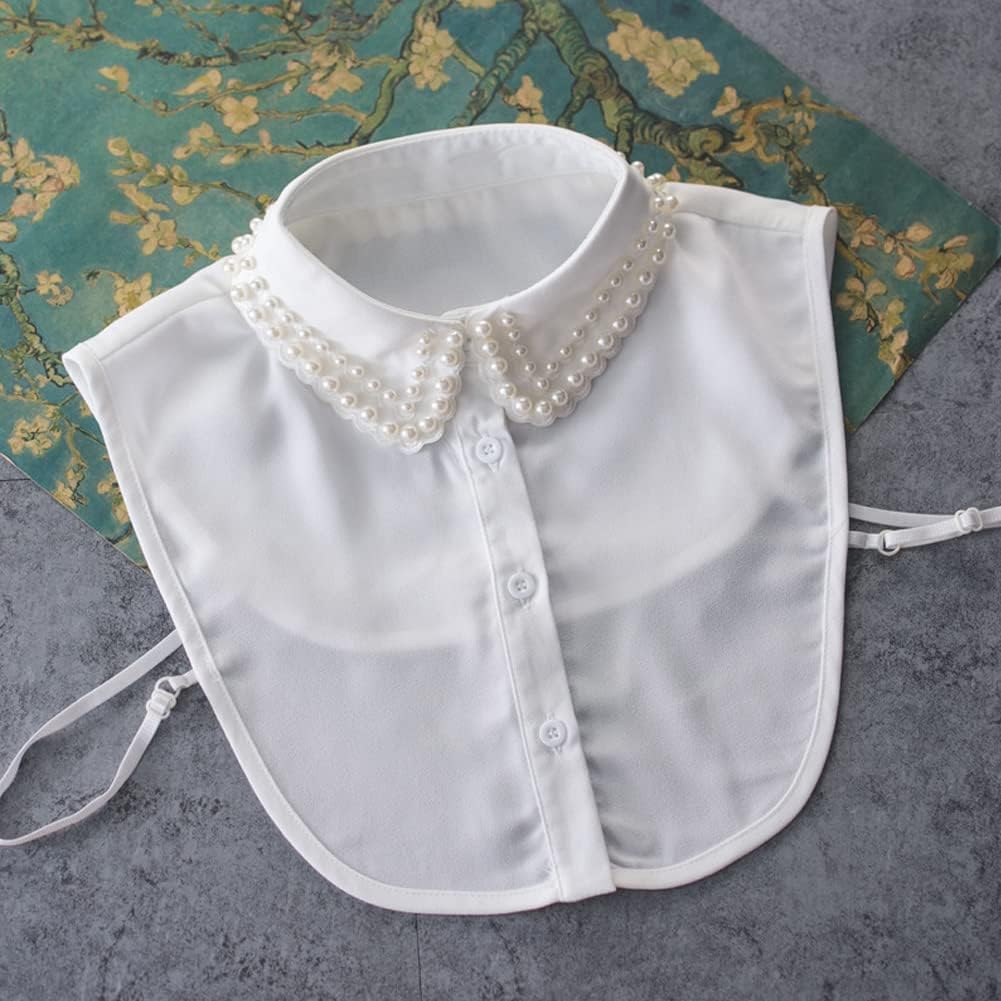 Shinywear Pearl Fake Collars Detachable Dickey Collar Blouse Half Shirt Crystal Peter Pan Faux False Collar for Women Girls - Image 7