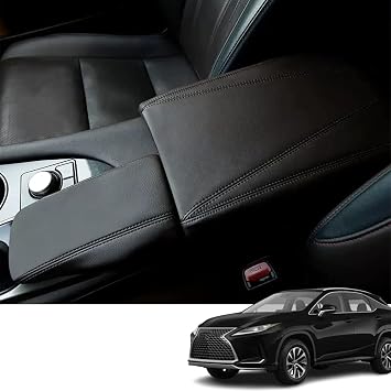 Custom Interior Accessories For Lexus RX 350 350L 450h 450hL 2015 2016-2022 PU Leather Center Console Armrest Box Cover Armrest Cushion Central Armrest Protector PadBlack With Black Stitching