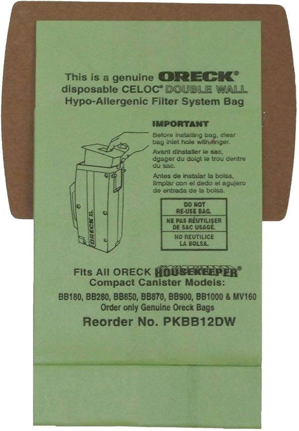 Oreck Genuine XL Buster B Canister Vacuum Bags PKBB12DW