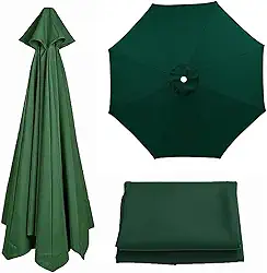 Capa de tecido para guarda-sol de jardim, guarda-sol de poliéster para 6 braços/8 braços, pano de substituição anti-ultravioleta para mesa de quintal, jardim, praia, quintal, (cor: verde escuro,
