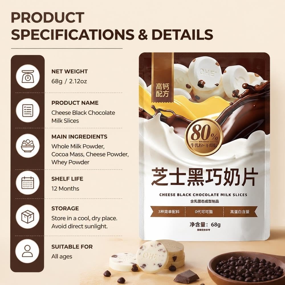 Käse-Milchtabletten mit dunkler Schokolade, 68g, 3er-Pack