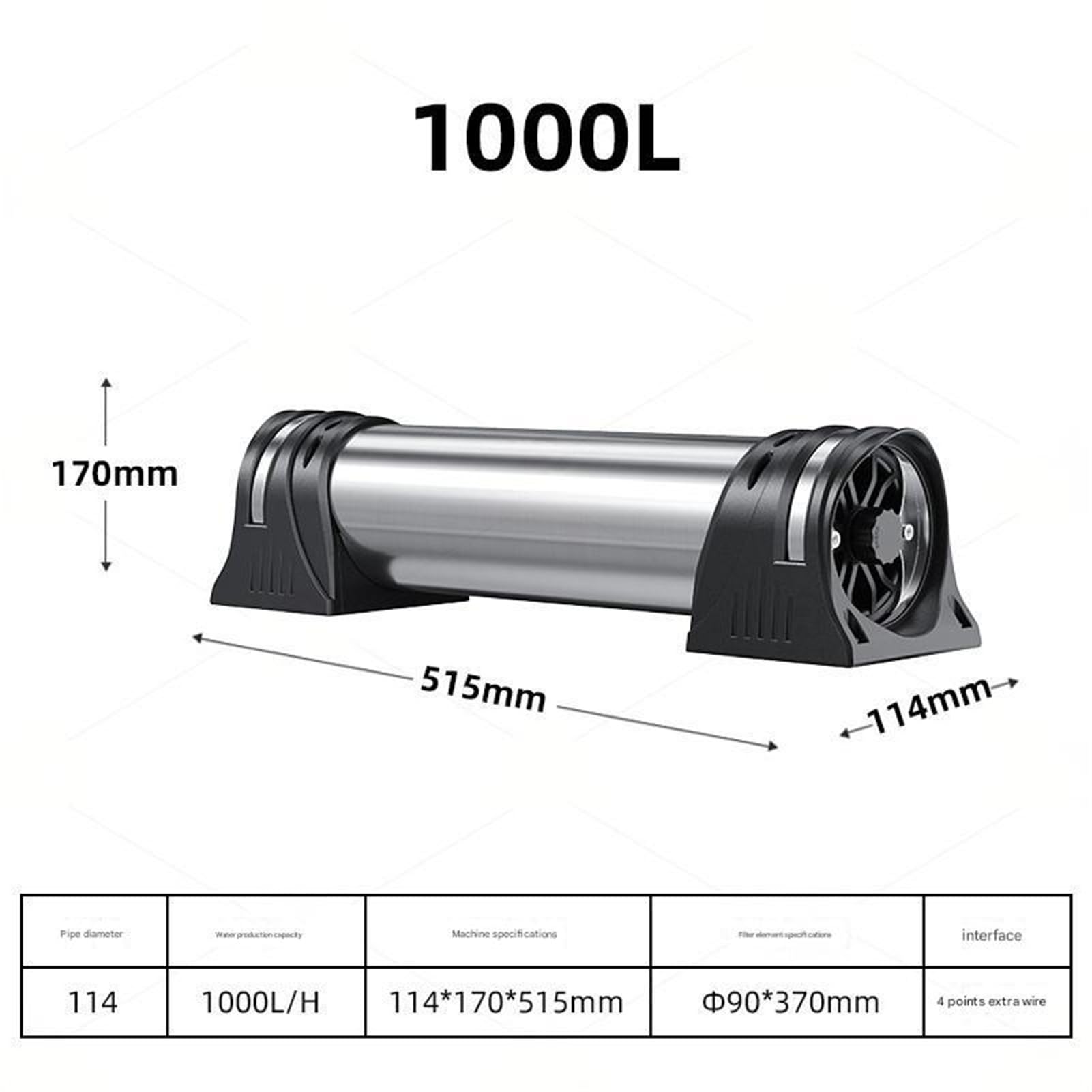 Filtro de agua acero inoxidable for toda la casa, 1000l, purificador for grifo cocina, ultrafiltración for tuberías en el sabor del agua. Fácil instalación