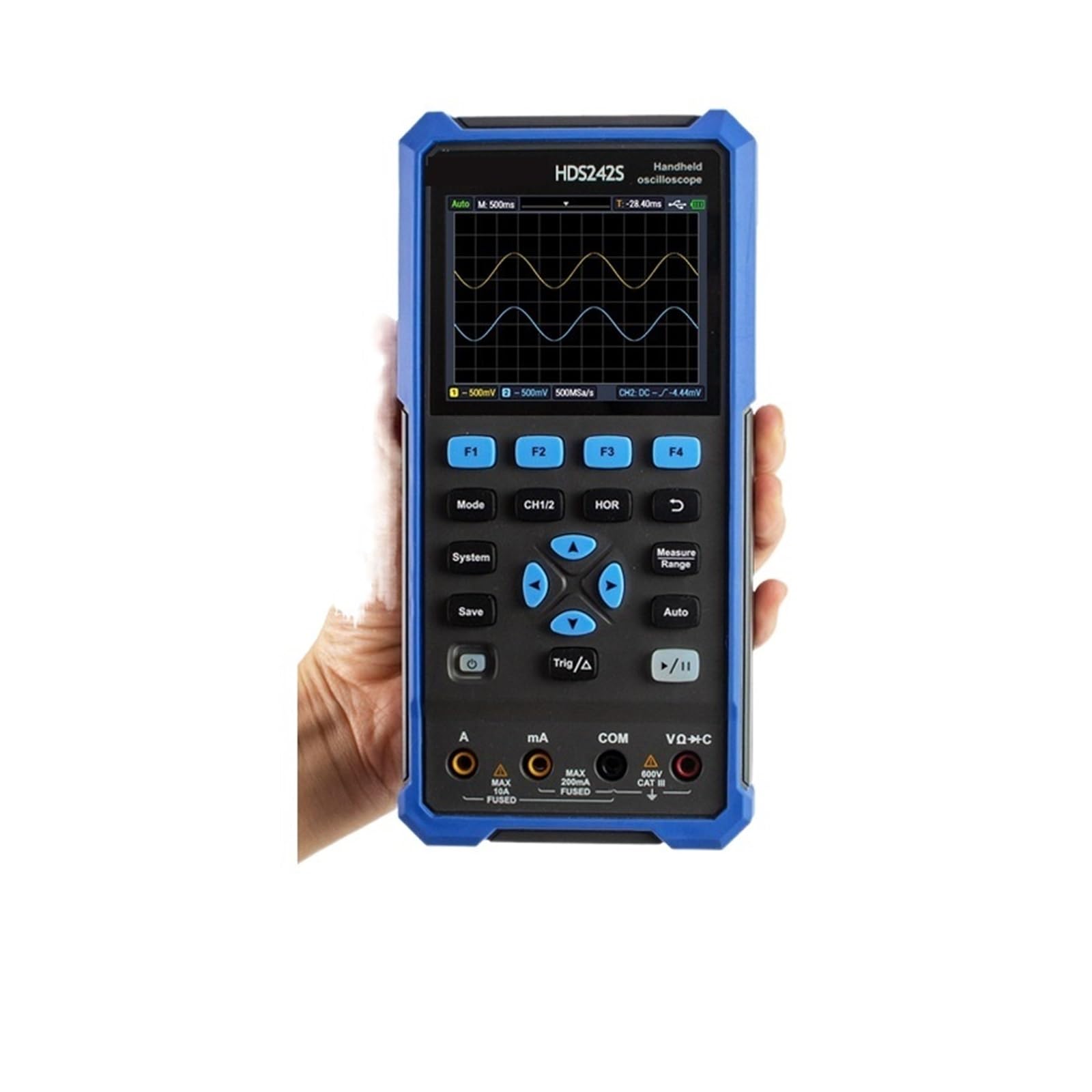 Oscilloscopio digitale, 3 in 1 oscilloscopio digitale multimetro generatore di forme d'onda 100 MHz 500 MSa/s 20000 conteggi per il settore della manutenzione e dell'istruzion(HDS242)