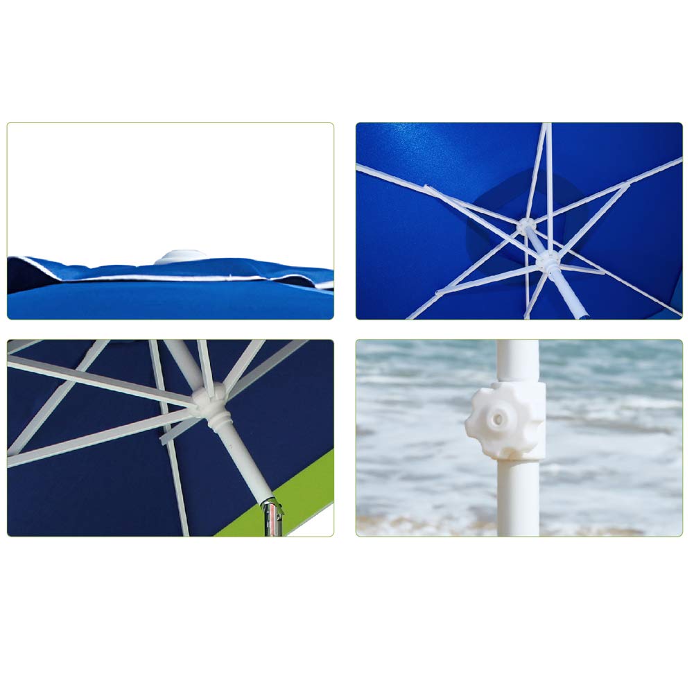 BAKAJI Sombrilla de playa o jardín con poste de acero reclinable revestimiento de tela anti UV Diámetro 210 cm con correa funda