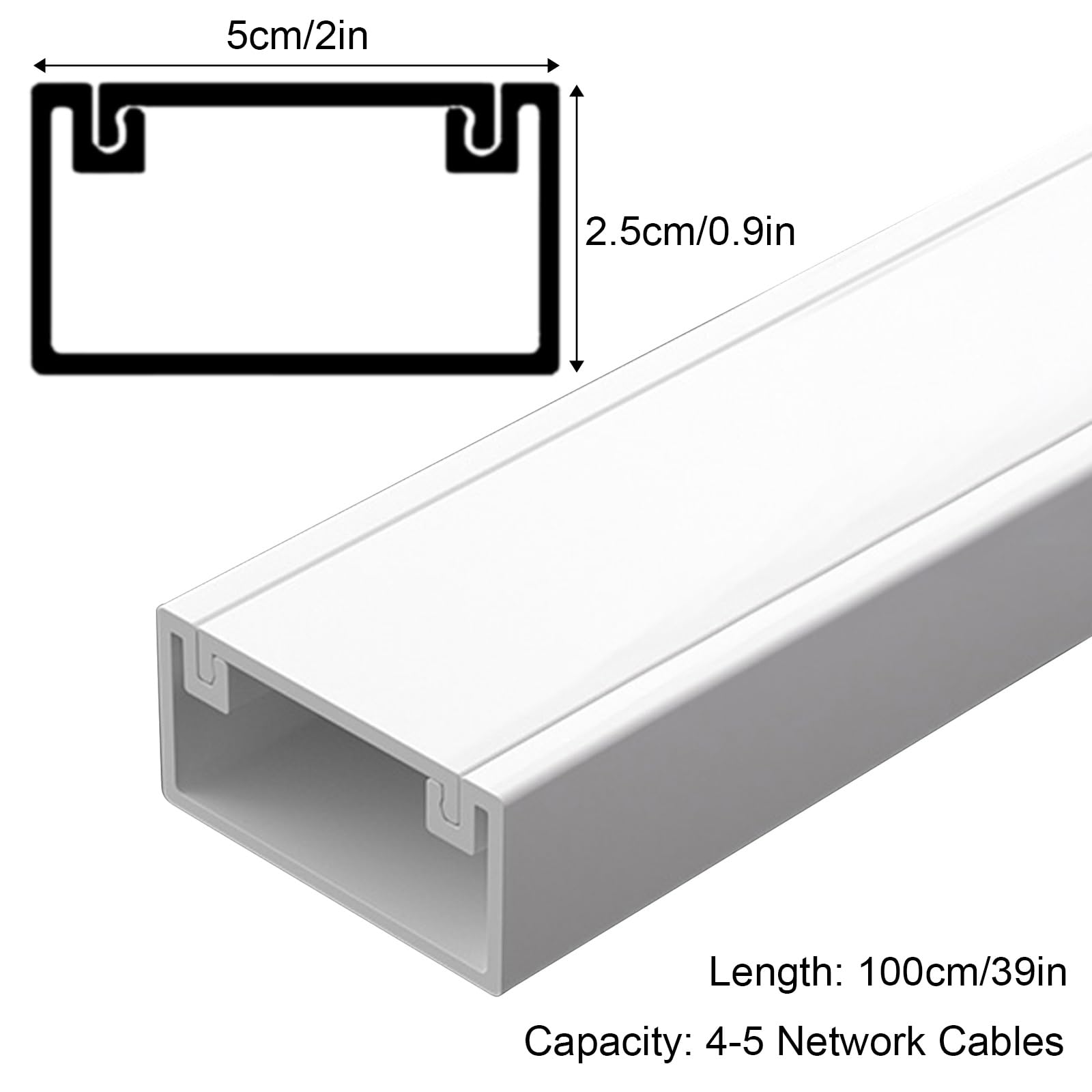 Canalina Passacavi Muro da 100 Cm, Passacavi Pavimento Autoadesivo, Copri Cavi per Tv a Muro a Scatto, Previene Inciampi Causati Dai Cavi in ​​Casa/Ufficio(5 * 2.5cm/2 * 0.9in)