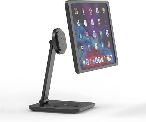 EMONITA Soporte magnético para iPad con cargador rápido de 18 W. Forma de L plegable, imanes fuertes, rotación de 360, inclinación de 180, base de