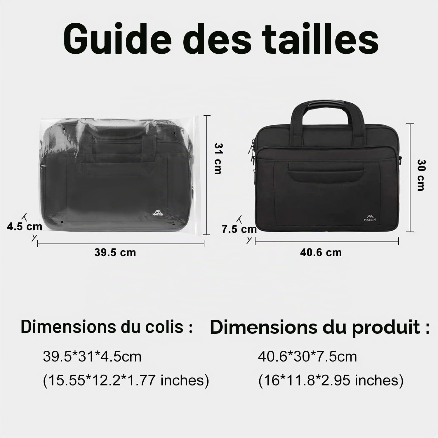 MATEIN Sac Ordinateur Portable 15.6 Pouces Mallette Multifonctionnel Business Handcase pour Les Femmes et Les Hommes, Enduring Nylon Sac à Bandoulière pour Voyage Tablette/Notebook Noir