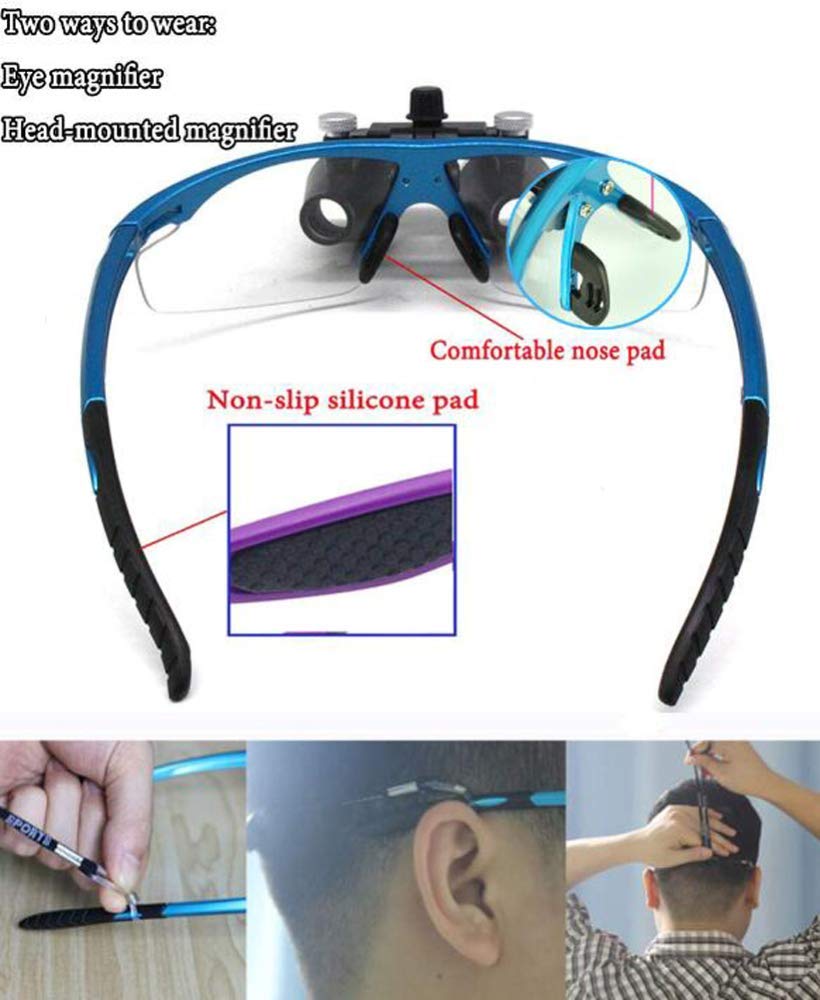 Lupe Mit Licht, Medizinische/Zahnärztliche/Chirurgische Lupenbrille, 3,5-Fache Vergrößerung, Zweifach Verstellbare Schutzbrille, Binokulare Vergrößerungsbrille