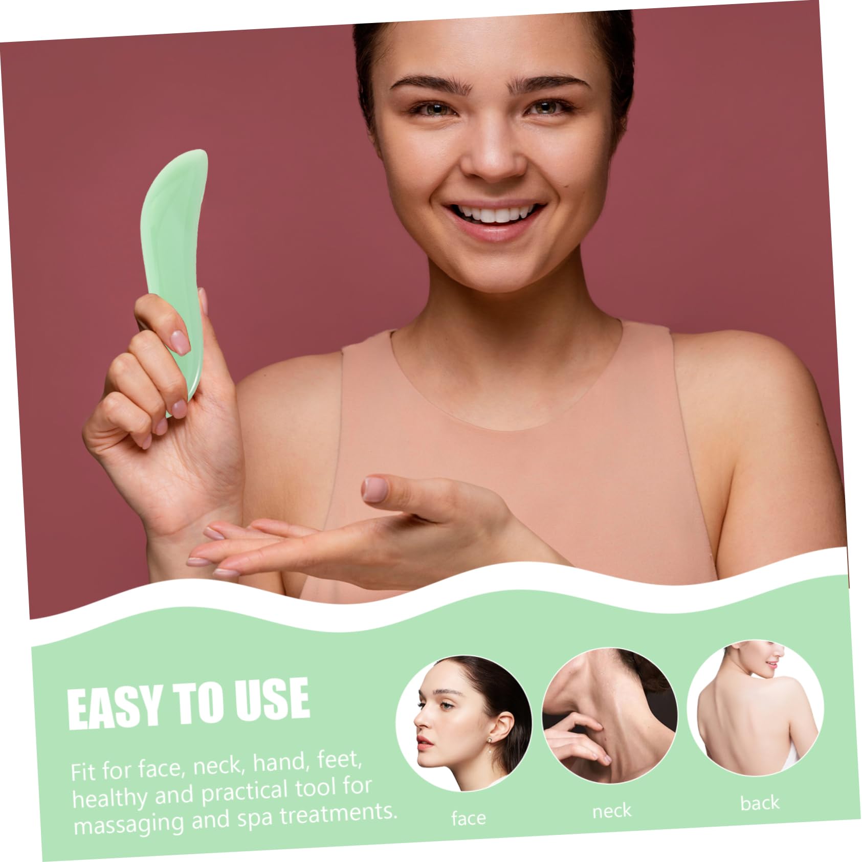 FRCOLOR 3 Sätze Gesichtsschabe-massagegerät Gua Sha Tools Gesichts Massage Gesichtspflege Facelifting Abs Punkt Muskelschaber-tool Gesichtsmassagegerät Jade Green 2 Stück * 3