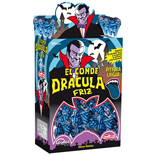 100 LECCA LECCA EL CONDE DRACULA FRIZ PITTURA LINGUA BLU CHUPA CHUPS SFUSI