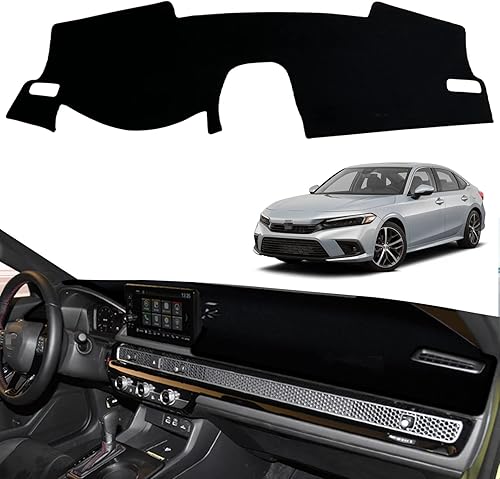 Tapete para Tablero Compatible con Honda 11th Civic 2022 2023 Protector Antideslizante Personalizado con Borde Negro (Forro para Tablero)