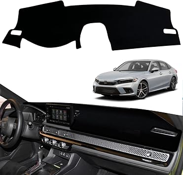 Dashboard Dash Board Cover Mat Pad Carpet Non-Slip Custom Compatible with Honda 11th Civic 2022 2023 Protector Sunshield Black Trim
